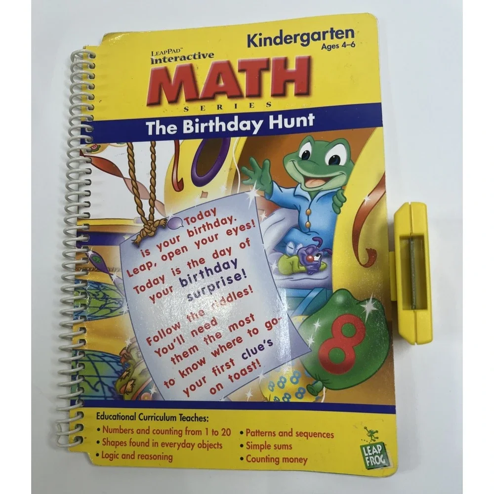 Vintage LeapFrog LeapPad Interactive Math The Birthday Hunt Book & Cartridge